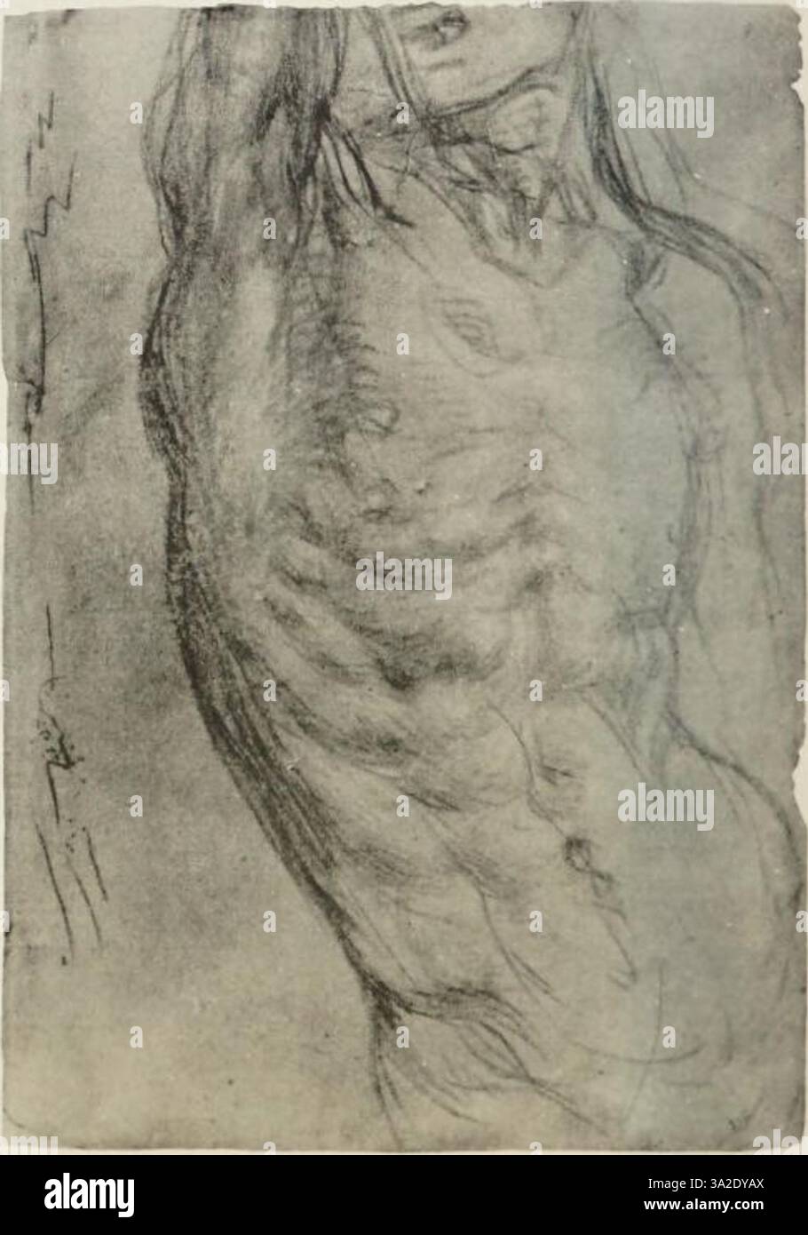 Questo dipinto del 1494 di Pontormo mostra figure in pose dinamiche ed espressive. I forti contrasti di luce e ombra contribuiscono al dramma emotivo, facendo sembrare le figure catturate in un momento di intensa emozione. Foto Stock