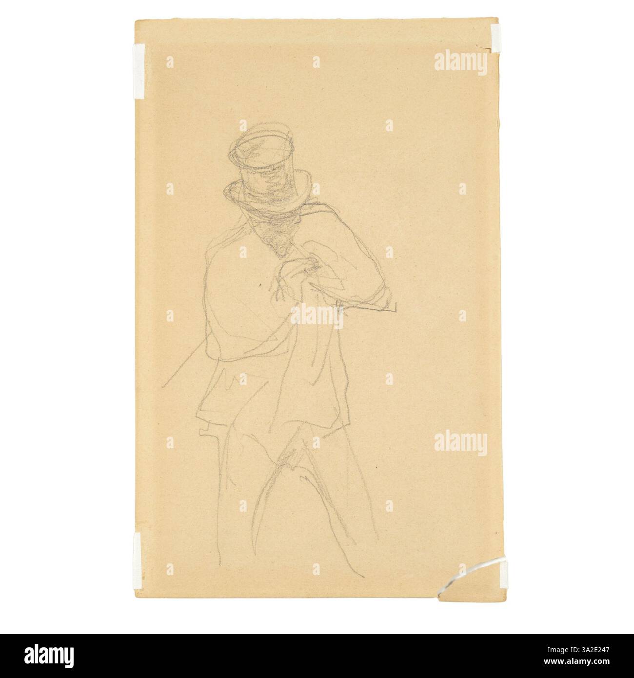 In "Croquis d'homme (verso)", Toulouse-Lautrec cattura un soggetto maschile con minimi dettagli, sottolineando la forma e il flusso della figura attraverso semplici linework. Foto Stock