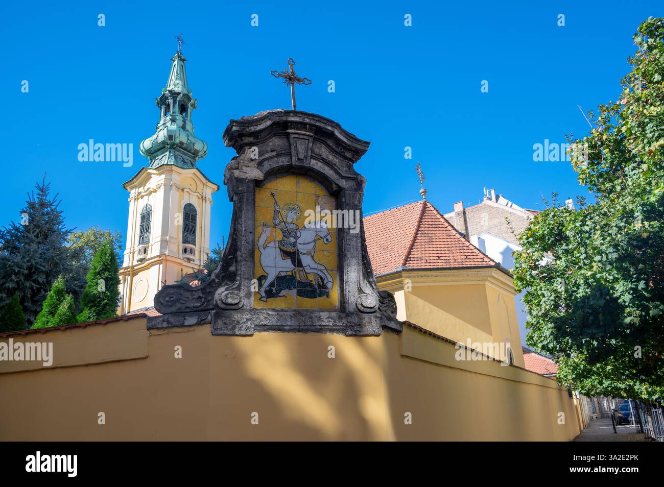 Vista della Chiesa ortodossa serba di San Giorgio a Budapest, Ungheria. Foto Stock