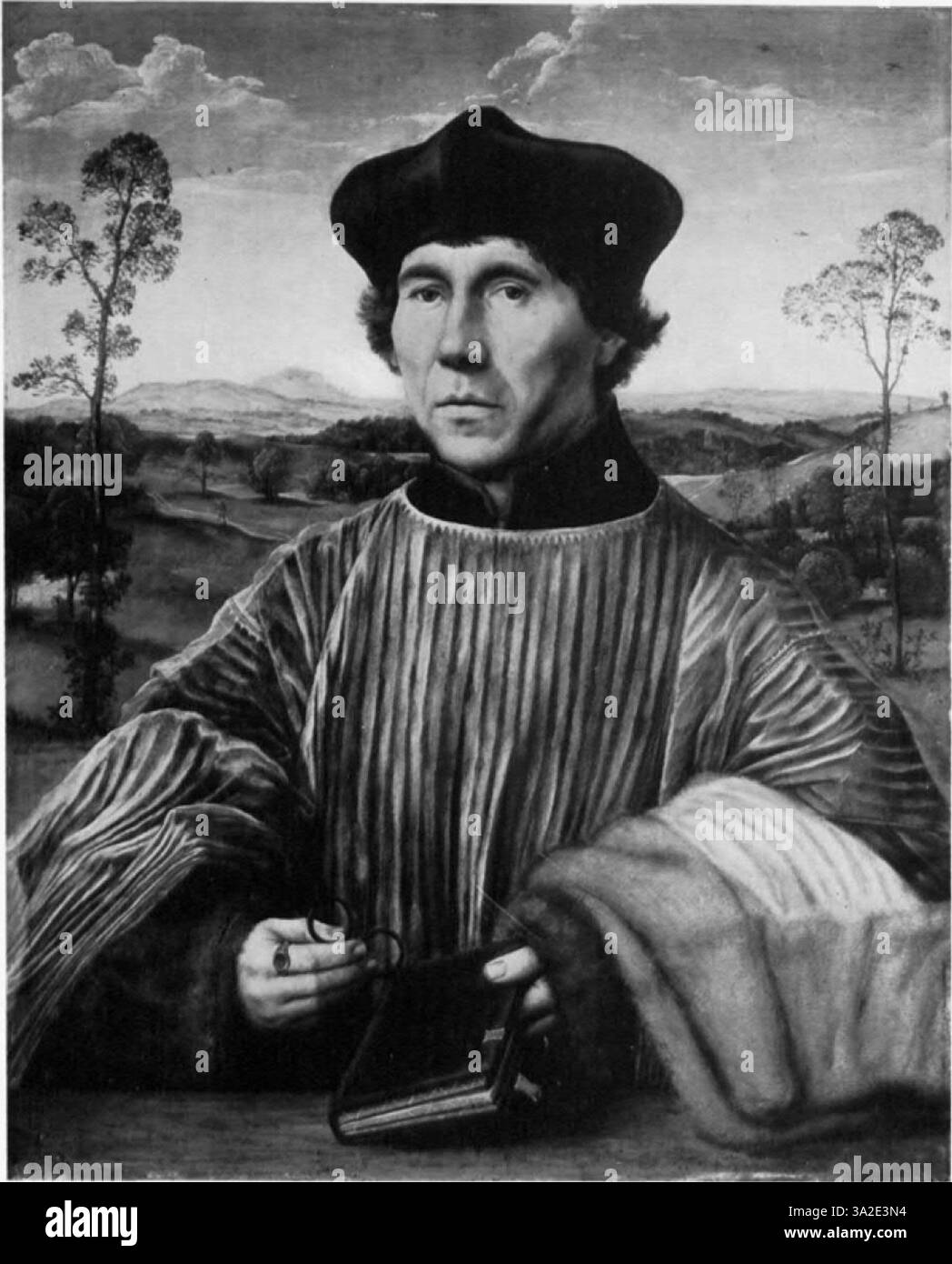 Questa opera d'arte di Massys ritrae una scena religiosa, con figure realistiche e luce usata per aggiungere profondità. Le texture degli indumenti e dei volti delle figure contribuiscono al tono emotivo. Foto Stock