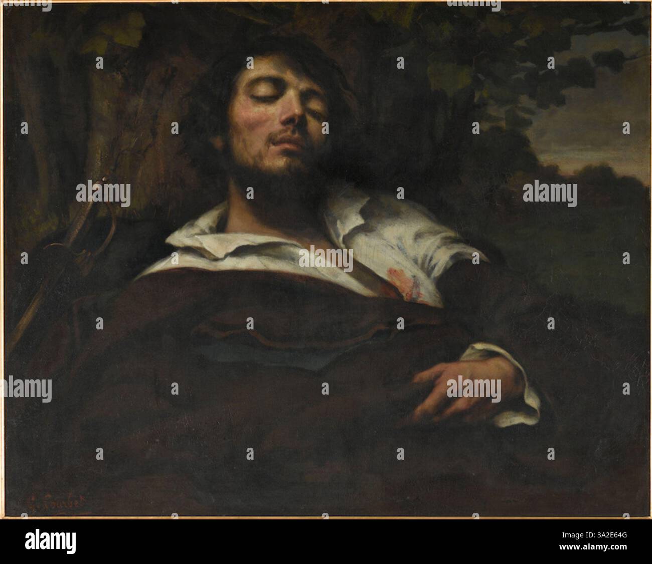 "L'Homme blessé" ritrae un uomo ferito, riflettendo la capacità di Courbet di rappresentare la sofferenza umana con dettagli e realismo precisi. Foto Stock