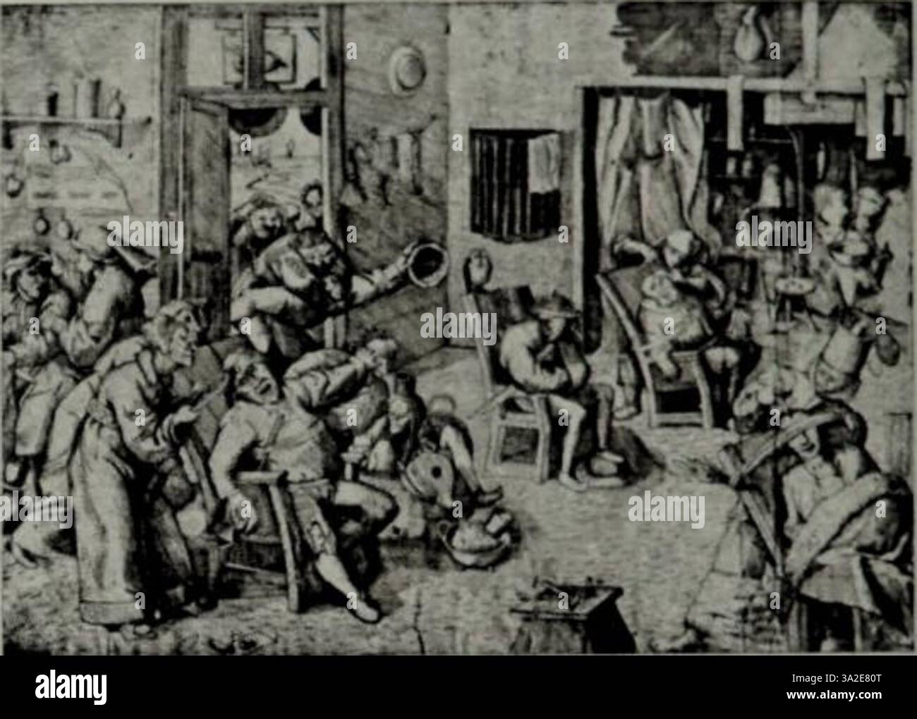 L'opera di Pieter Bruegel il Vecchio cattura una vivida scena della vita contadina, concentrandosi sul loro lavoro quotidiano e sull'esistenza rurale, tipica del suo stile artistico di genere. Foto Stock