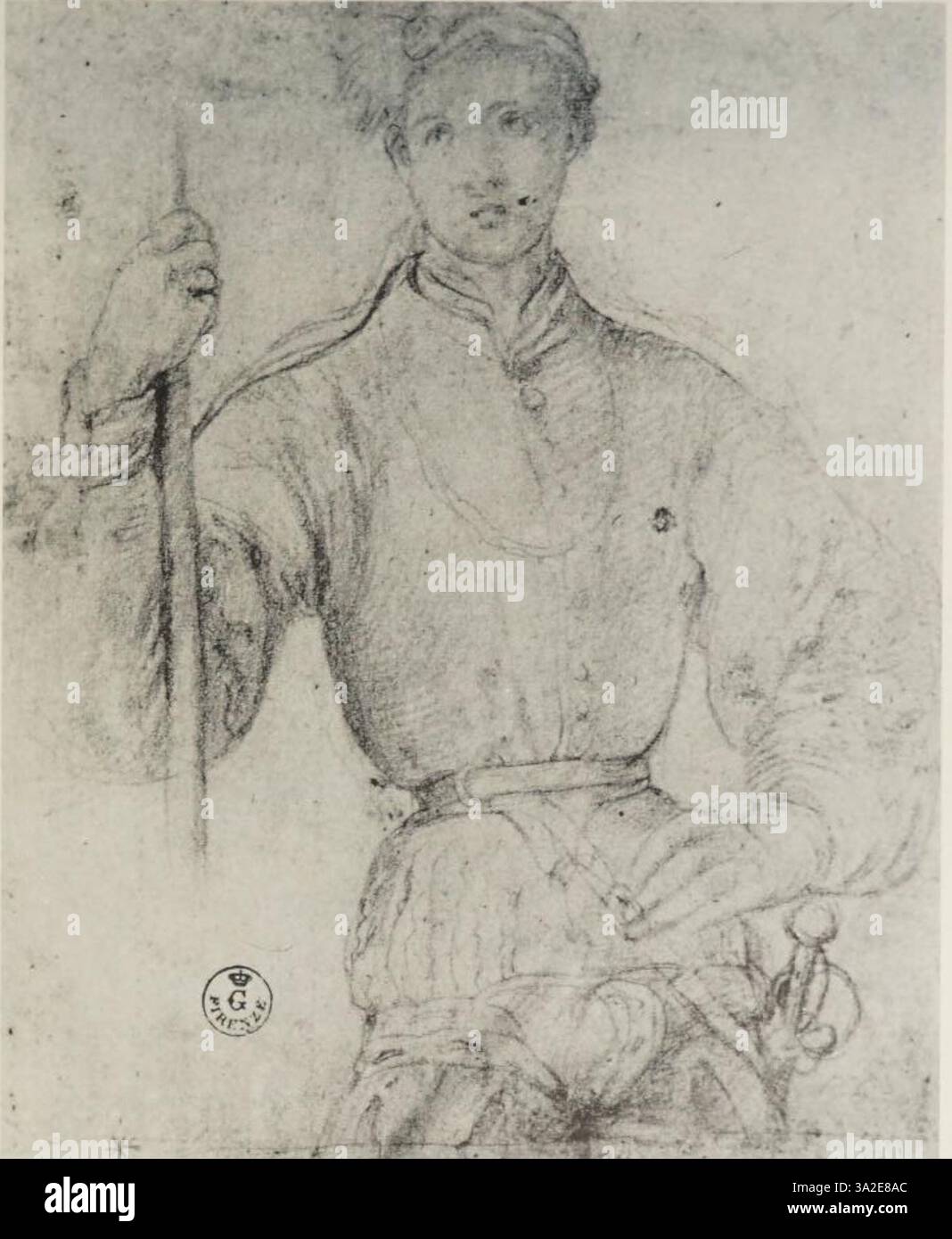 Il dipinto di Pontormo del 1494 dimostra la sua abilità nell'integrare temi religiosi con un intenso realismo emotivo, creando una potente narrazione visiva. Foto Stock