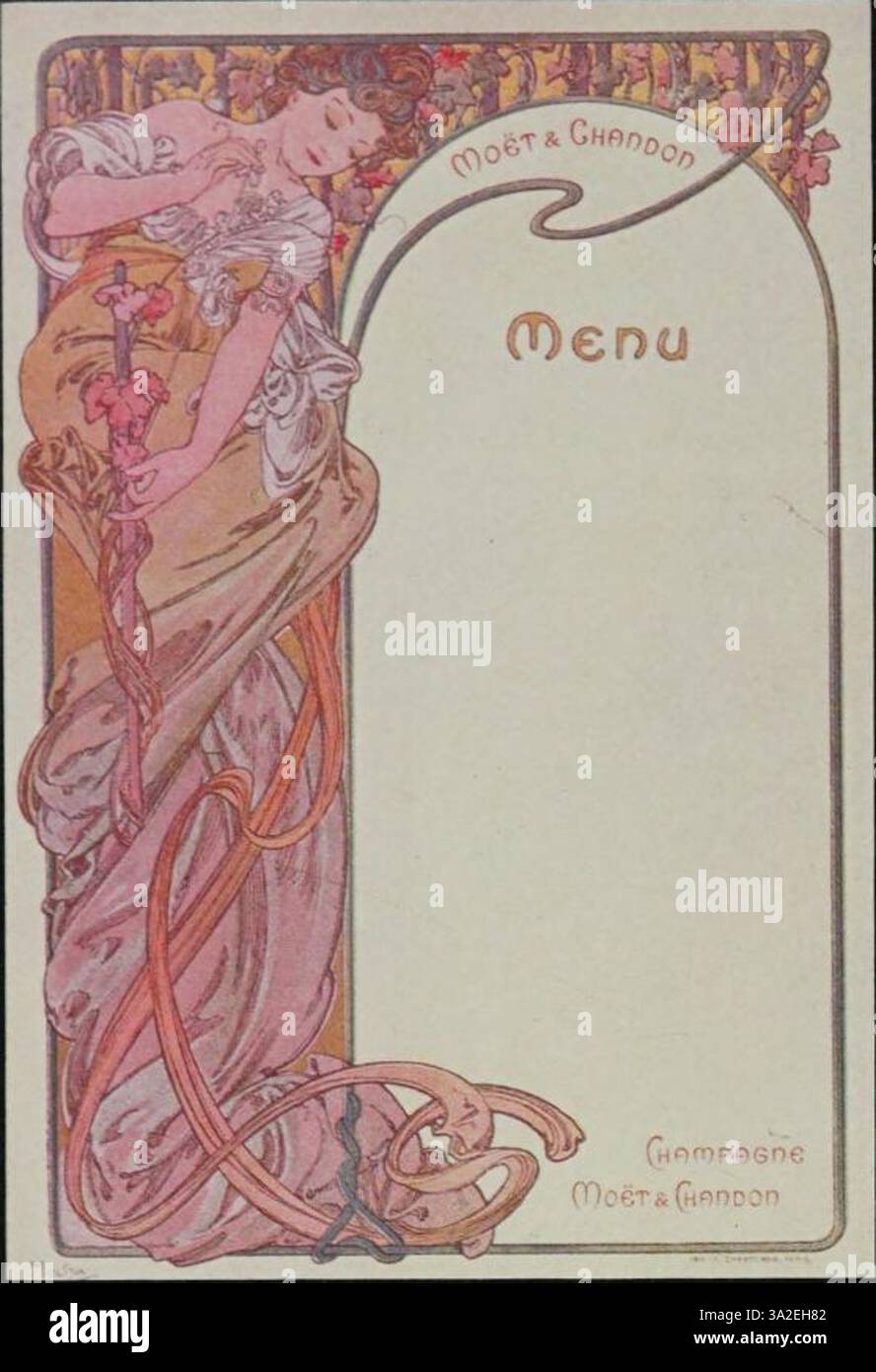 "Bridges, G01g-1" di Alphonse Mucha esemplifica la fusione di elementi naturali con motivi decorativi tipici dello stile Art Nouveau. La composizione si concentra su forme strutturali, figure intrecciate e motivi naturali. L'attenta attenzione di Mucha ai dettagli e l'uso di linee morbide e fluide creano un senso di movimento ed equilibrio nel pezzo. Foto Stock