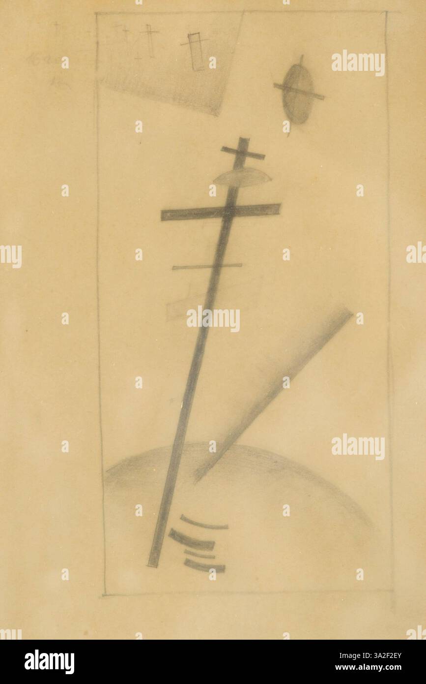 *Composizione suprematista* di Malevich è un'opera chiave del movimento suprematista, caratterizzata da audaci forme geometriche e un'esplorazione di pura astrazione nel colore e nella forma. Foto Stock