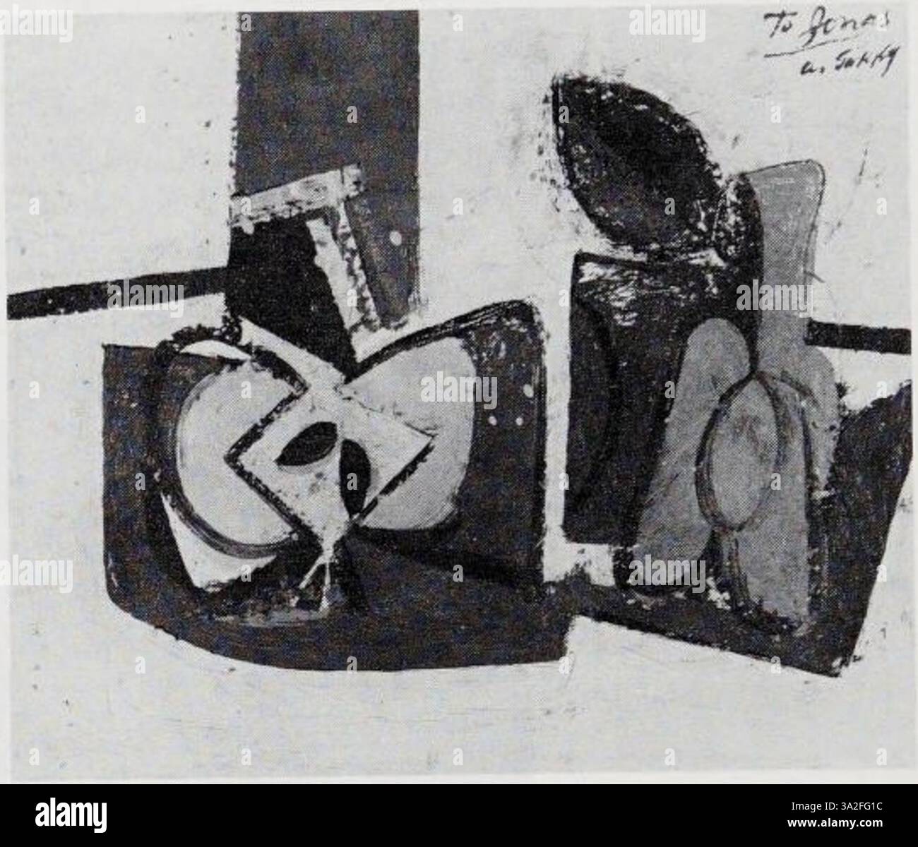 Questo dipinto di Arshile Gorky presenta forme organiche fluide e colori vivaci, enfatizzando la profondità psicologica e l'espressione emotiva attraverso l'astrazione. Foto Stock