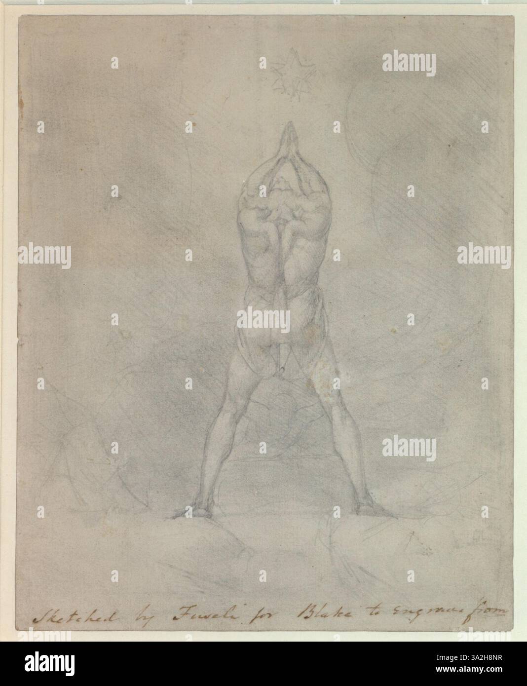 Questa illustrazione di Fuseli per *il Giardino Botanico* riflette temi di origine e creazione della vita, simboleggiando la fecondazione dell'Egitto. Il disegno utilizza forme naturali per trasmettere la relazione tra l’umanità e i cicli della natura. Foto Stock