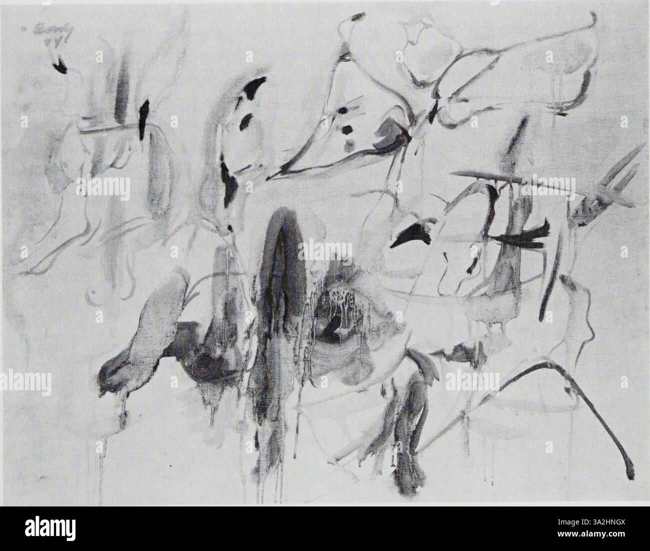 Il 291° pezzo di Gorky presenta forme organiche astratte con colori vivaci. Le pennellate fluide e la composizione dinamica riflettono l'intensità emotiva e la profondità psicologica. Foto Stock