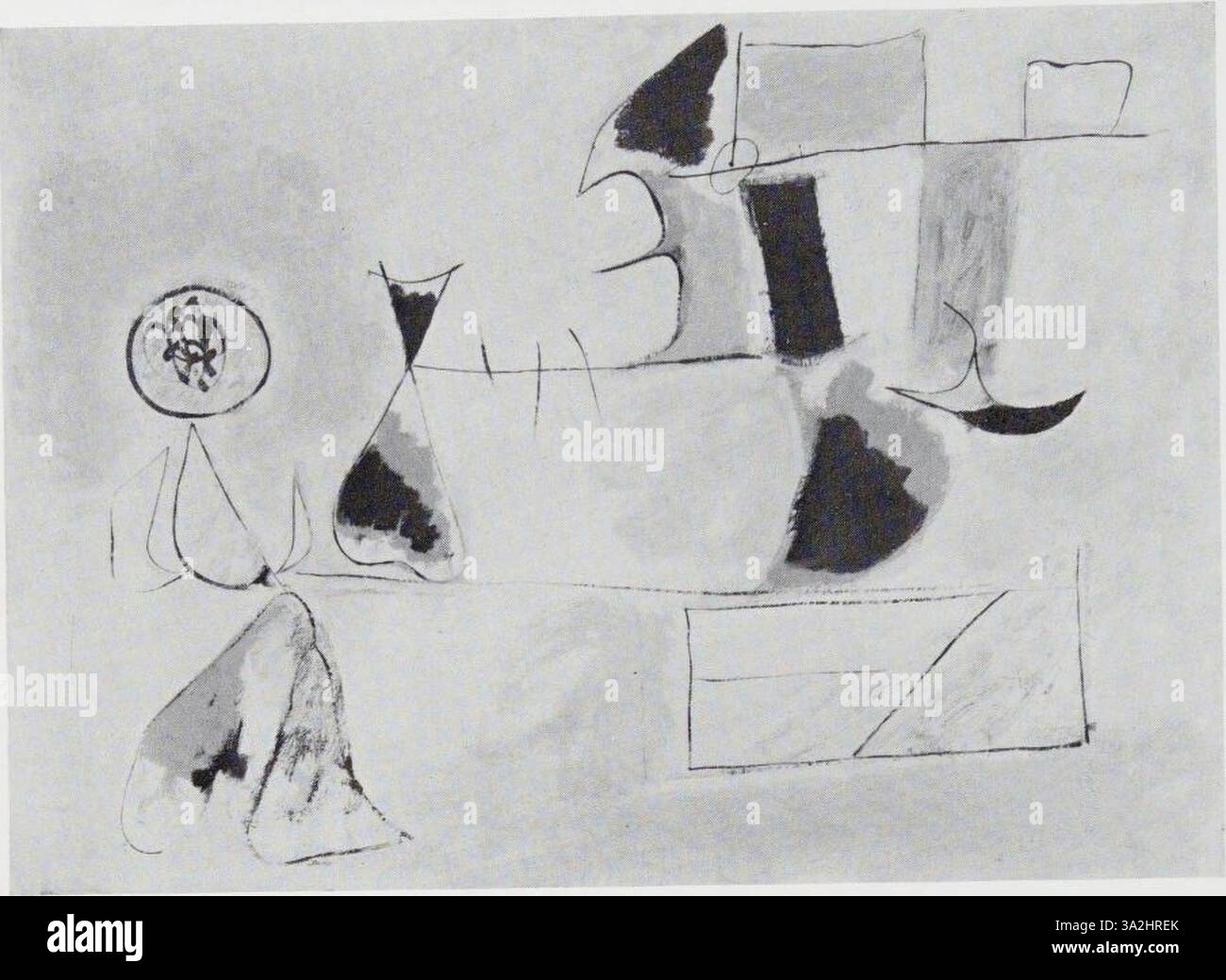 Questo pezzo di Arshile Gorky utilizza linee fluenti e forme organiche nella sua composizione. La vivace tavolozza dei colori e la pennellata espressiva sono fondamentali per l'intensità emotiva del lavoro. Foto Stock