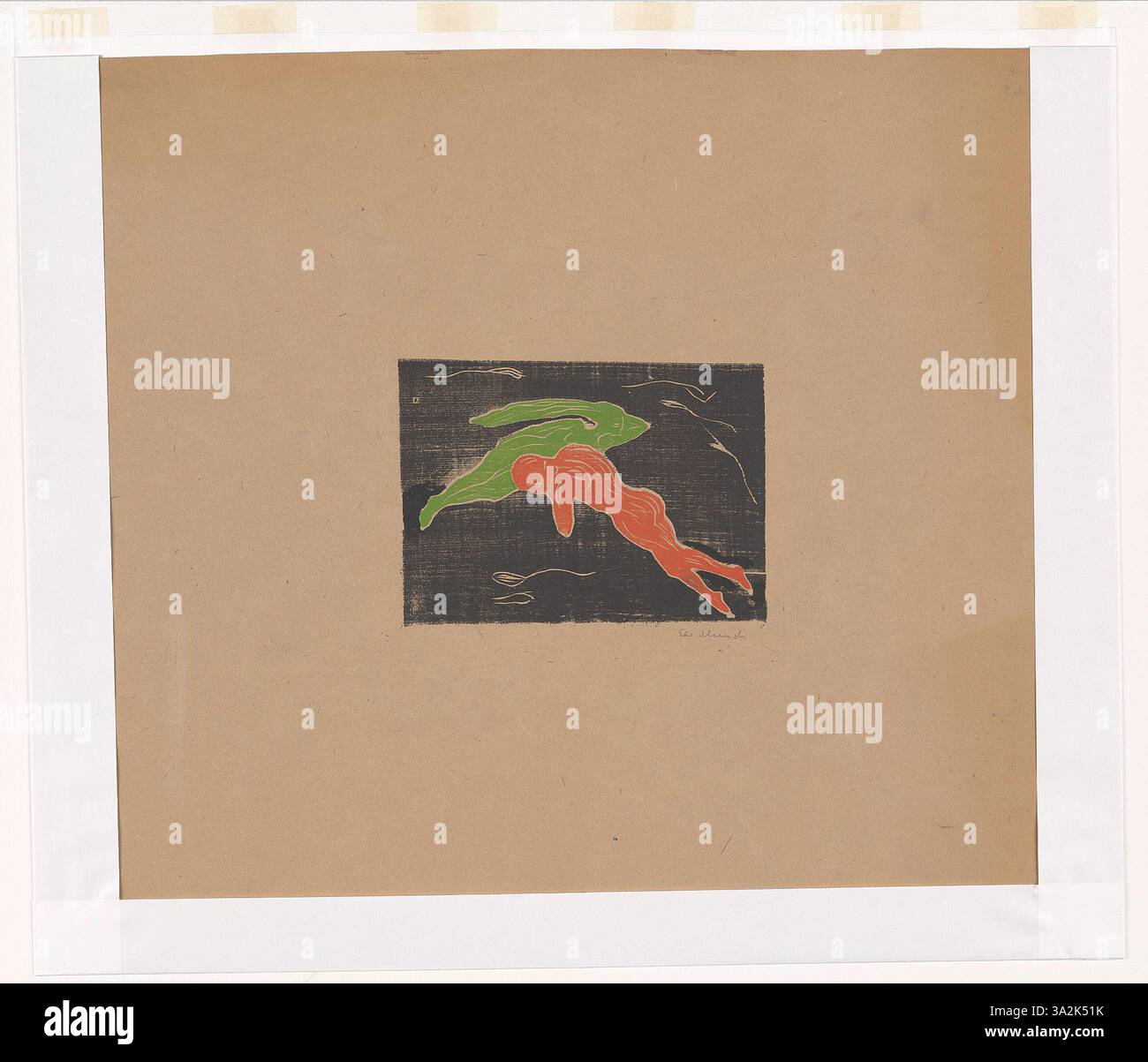 In “Encounter in Space”, Munch ritrae un confronto cosmico usando forme dure e astratte. La mancanza di elementi di base crea un senso di disorientamento e di grande vuoto. Foto Stock