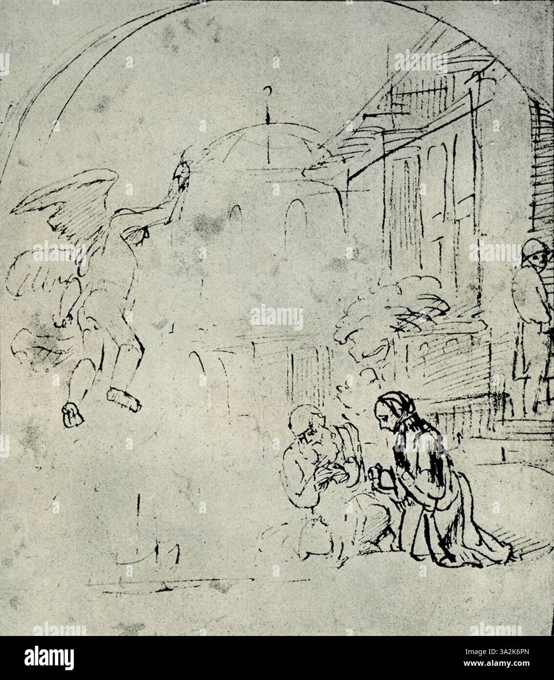 Questa opera d'arte di Rembrandt presenta un soggetto la cui espressione emotiva viene esaltata attraverso l'uso attento di luce e ombra. Le pennellate e le texture aggiungono profondità al realismo del ritratto. Foto Stock