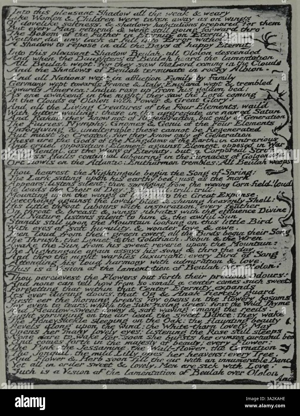 “Bindman 444” di William Blake usa figure dinamiche e vividi simbolismo per esplorare temi di conflitto divino e umano. L'opera d'arte approfondisce la complessa relazione tra luce e oscurità, bene e male. Foto Stock