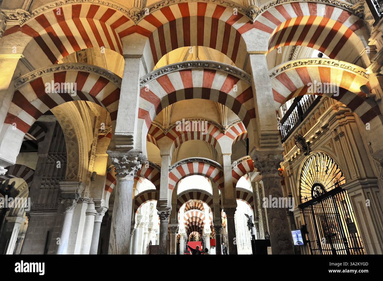 La Mezquita, Moschea, Cattedrale di Cordova, Cordova, Andalusia, Spagna, Europa, magnifica architettura islamica con archi a righe all'interno, UE Foto Stock