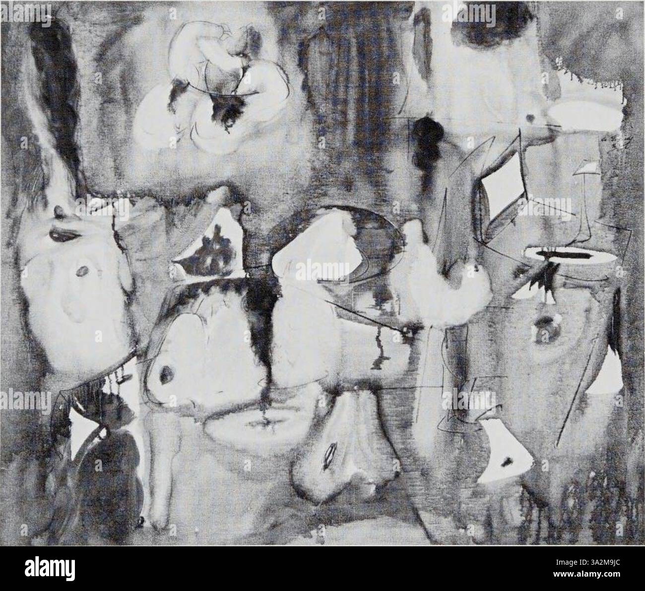 Questo lavoro astratto di Gorky presenta un equilibrio tra forme organiche e intensi contrasti di colore, enfatizzando sia l'espressione emotiva che la sperimentazione formale. Foto Stock