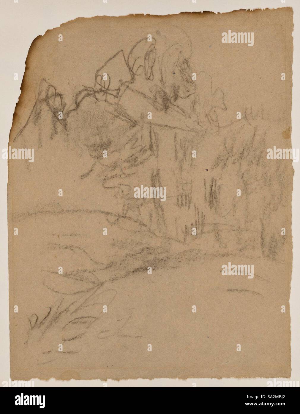 In questo lavoro, Gwen John ritrae una casa parzialmente oscurata dagli alberi, evidenziando l'integrazione dell'abitazione umana con l'ambiente naturale circostante. Foto Stock In questo lavoro, Gwen John ritrae una casa parzialmente oscurata dagli alberi, evidenziando l'integrazione dell'abitazione umana con l'ambiente naturale circostante. Foto Stock