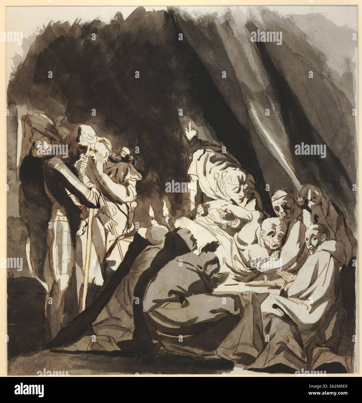 Il disegno di Fuseli ritrae la morte del cardinale Beaufort dal *Re Enrico vi* di Shakespeare. La composizione enfatizza la tensione drammatica e l'intensità emotiva del momento. Foto Stock