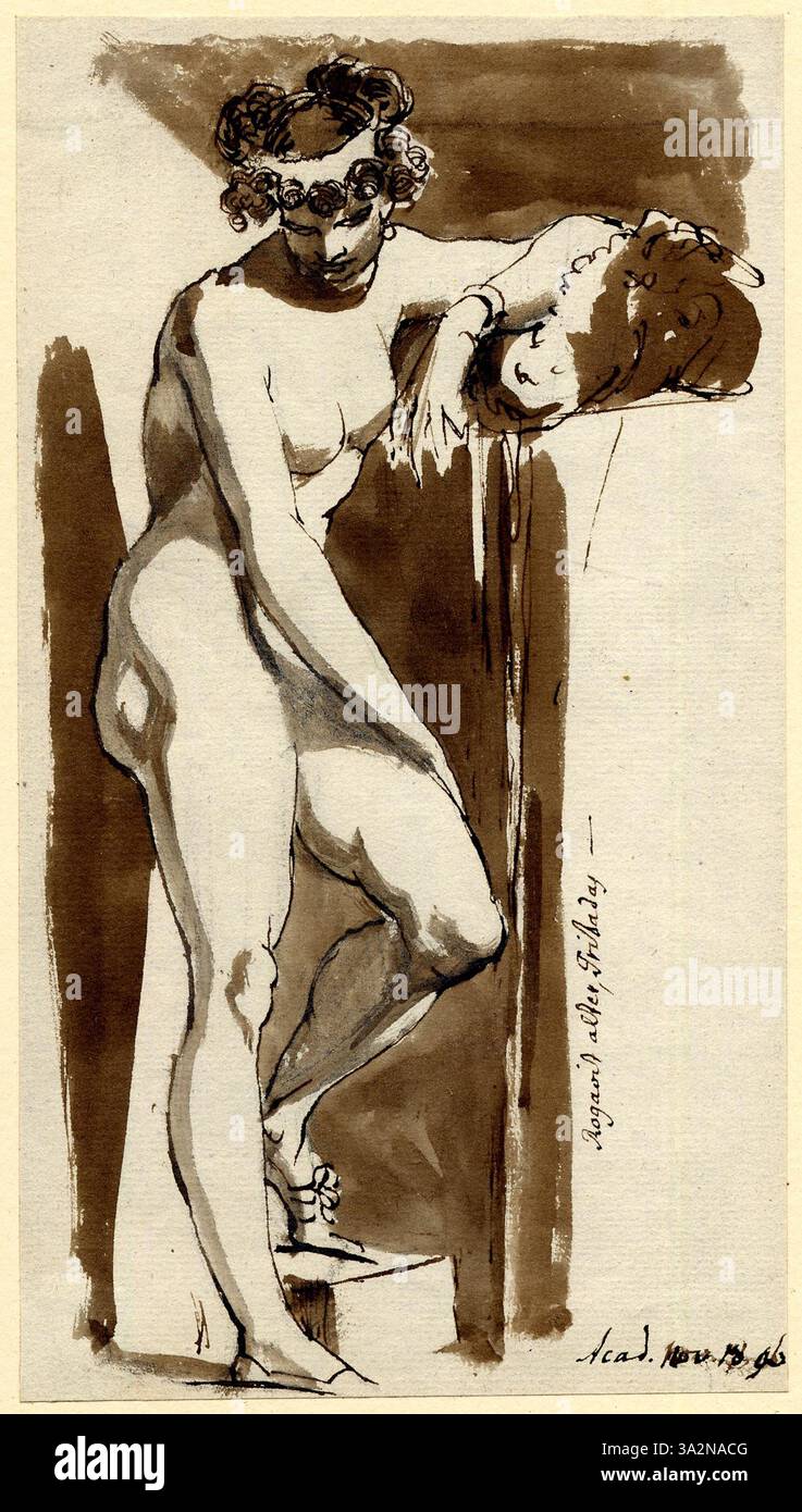Questo studio della vita di Fuseli presenta una donna in posa naturale, catturando le sottigliezze della forma e della figura umana. L'opera enfatizza l'accuratezza anatomica e l'eleganza del corpo femminile. Foto Stock