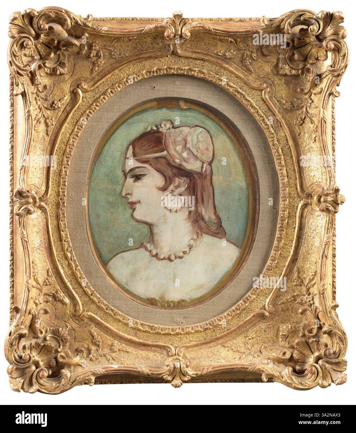 "Portrait d'une fille de la maison de la rue d'Amboise" (1892) di Henri de Toulouse-Lautrec presenta un ritratto di una donna di un bordello parigino. Il pezzo cattura il suo carattere e la sua presenza, riflettendo l'interesse di Toulouse-Lautrec per la vita delle donne nel settore dell'intrattenimento. Foto Stock