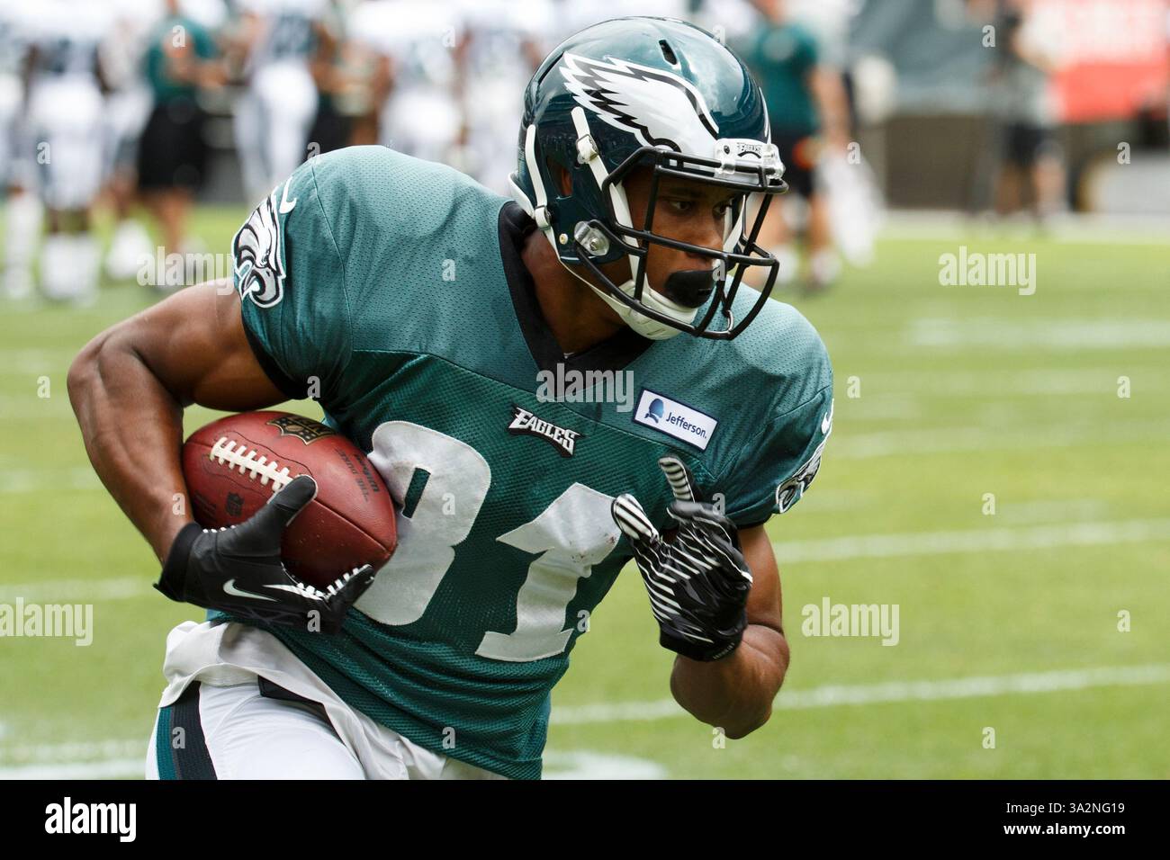 3 agosto 2014: Il wide receiver dei Philadelphia Eagles Jordan Matthews (81) in azione durante il Philadelphia Eagles Training Camp al Lincoln Financial Field di Philadelphia, Pennsylvania. (Immagine di credito: © Chris Szagola/Cal Sport Media/ZUMAPRESS.com) Foto Stock
