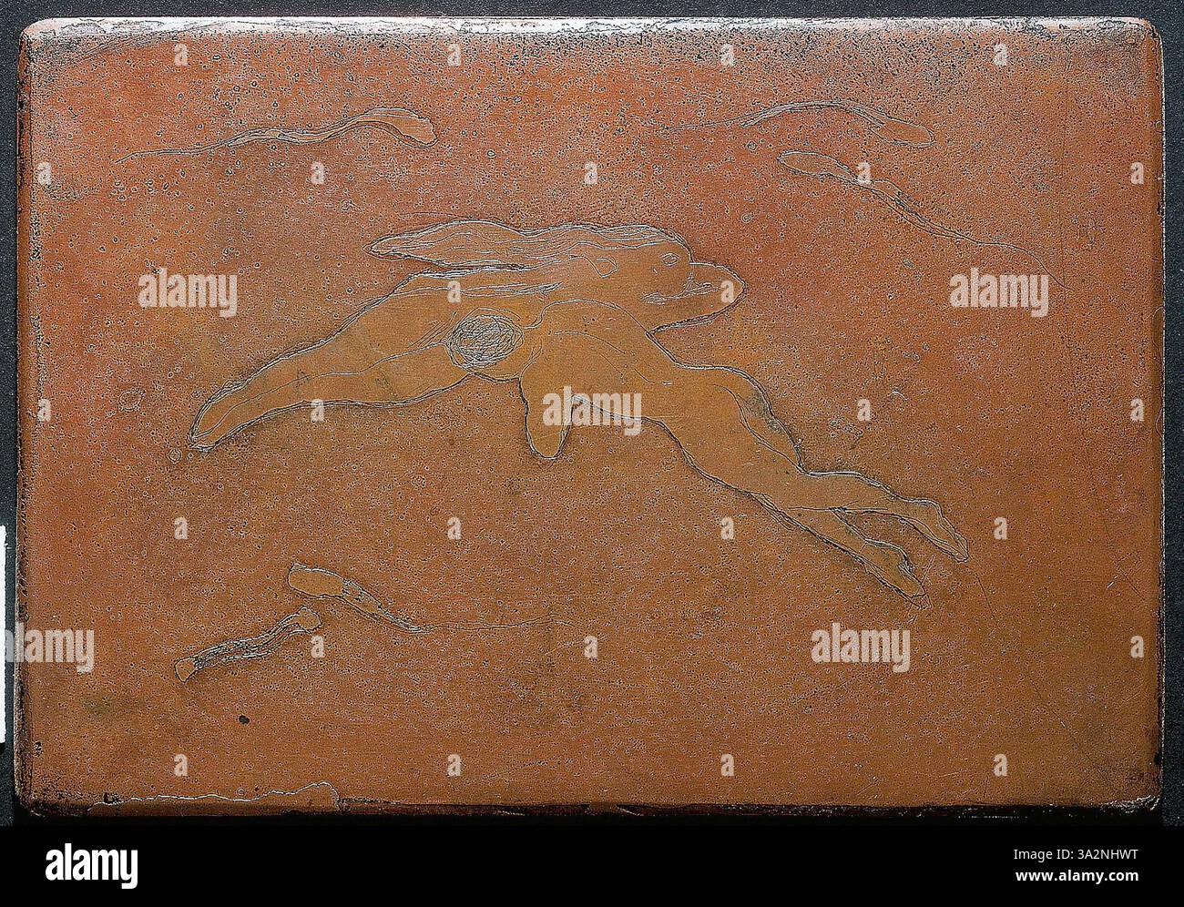 "Møte i verdensrommet" (Meeting in Outer Space) ritrae una scena surreale, dove le figure si incontrano in uno sfondo cosmico. Il dipinto esplora la vastità dello spazio e le emozioni umane in un contesto ultraterreno. Foto Stock