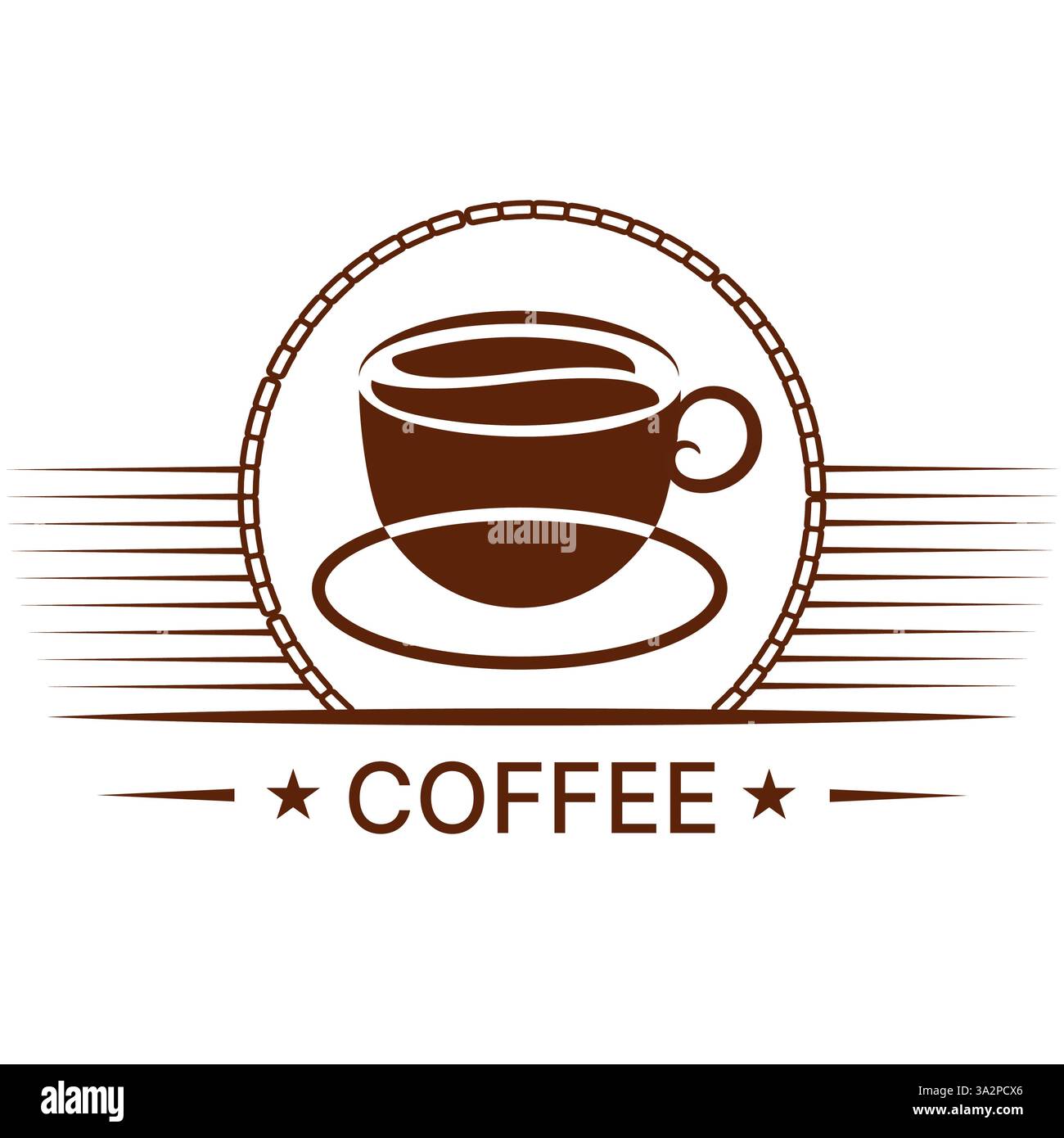 Design con logo negative Space Coffee in stile vintage retrò Illustrazione Vettoriale