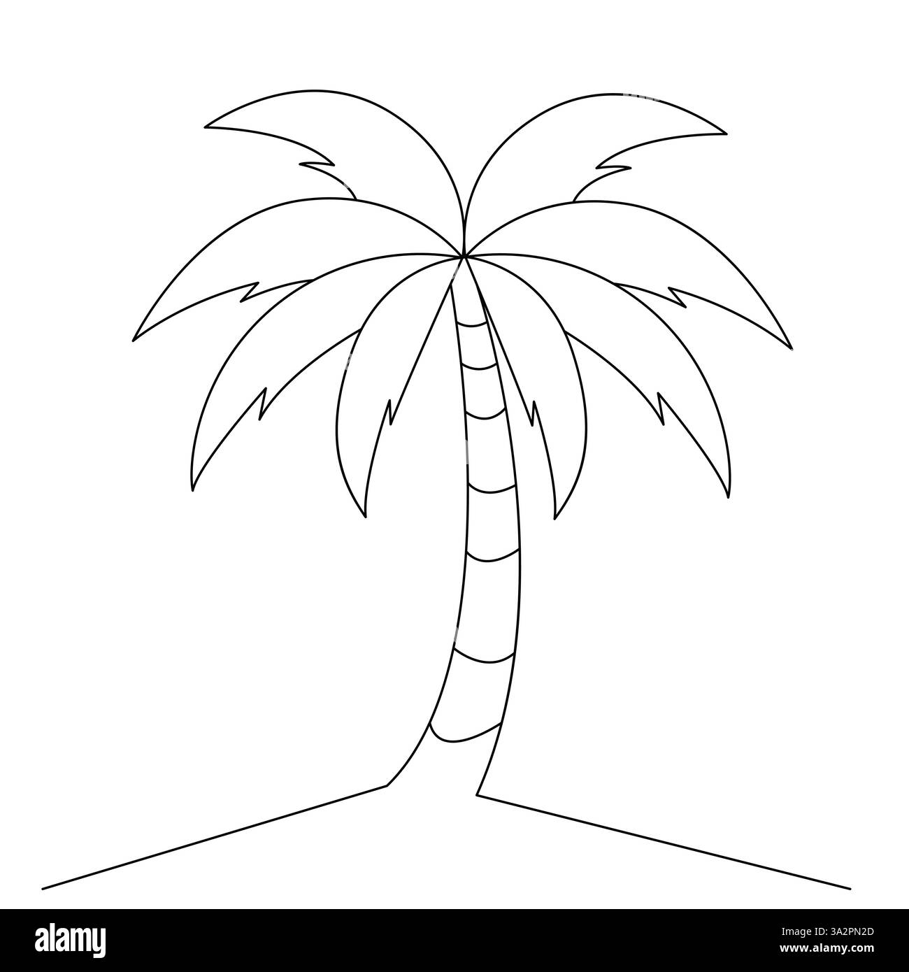 Disegno continuo di una linea grafica del disegno vettoriale dell'albero del palmo Illustrazione Vettoriale