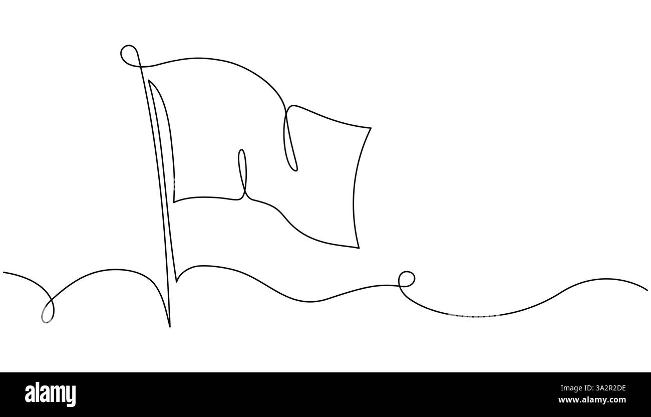 Contrassegna una linea astratta disegnando un'illustrazione vettoriale minimale in bianco e nero in stile grafico a una linea Illustrazione Vettoriale