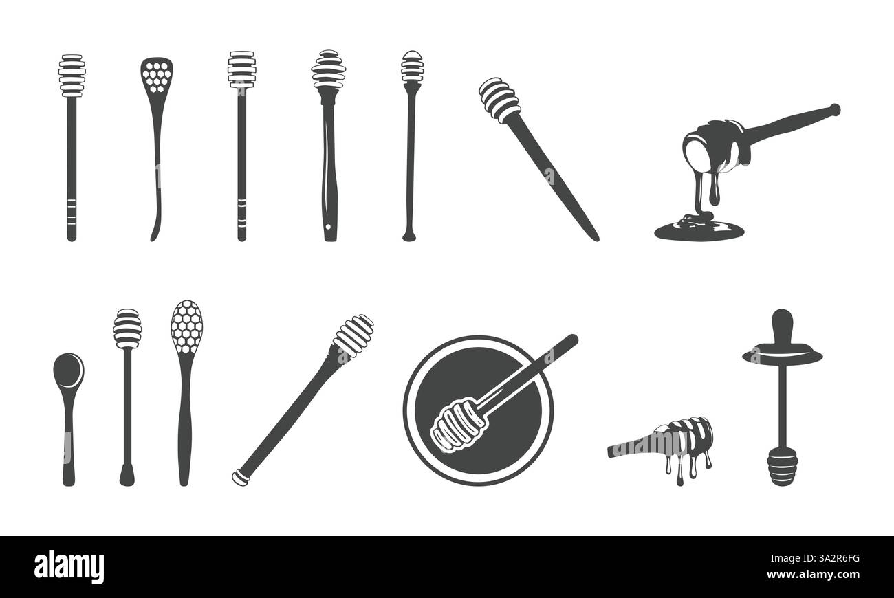 Vettoriale per cucchiaio di miele, silhouette per cucchiaio di miele, logo per cucchiaio di miele, clip per cucchiaio di miele, vettore del cucchiaio di miele. Illustrazione Vettoriale