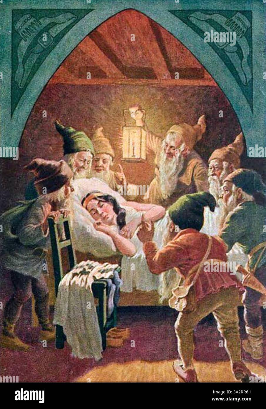 BIANCO NEVE e i sette nani. Un'illustrazione del 1930 dell'artista tedesco di otto Kubel (1868-1951) Foto Stock