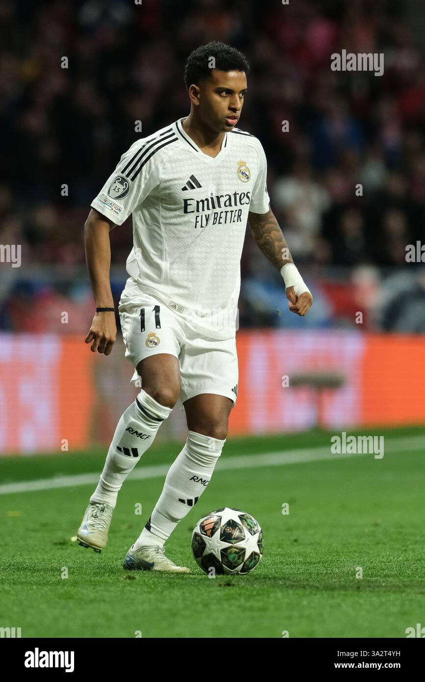 Rodrygo del Real Madrid durante la partita di UEFA Champions League l'Atletico de Madrid e il Real Madrid hanno giocato allo Stadio Metropolitano il 12 marzo 20 spagna Foto Stock