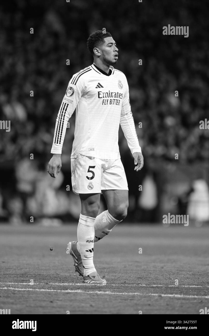 Jude Bellingham del Real Madrid durante la partita di UEFA Champions League l'Atletico de Madrid e il Real Madrid hanno giocato allo stadio Metropolitano il 12 marzo 2 Foto Stock