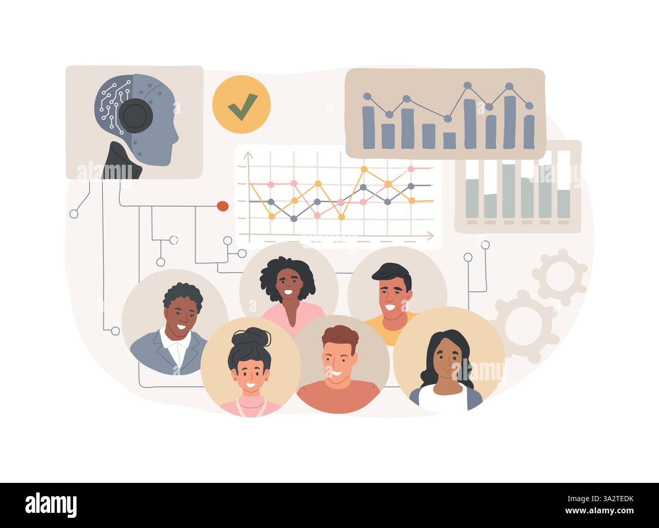 Illustrazione del vettore del concetto astratto basato sulla valutazione dell'impatto basata SULL'INTELLIGENZA ARTIFICIALE. Illustrazione Vettoriale