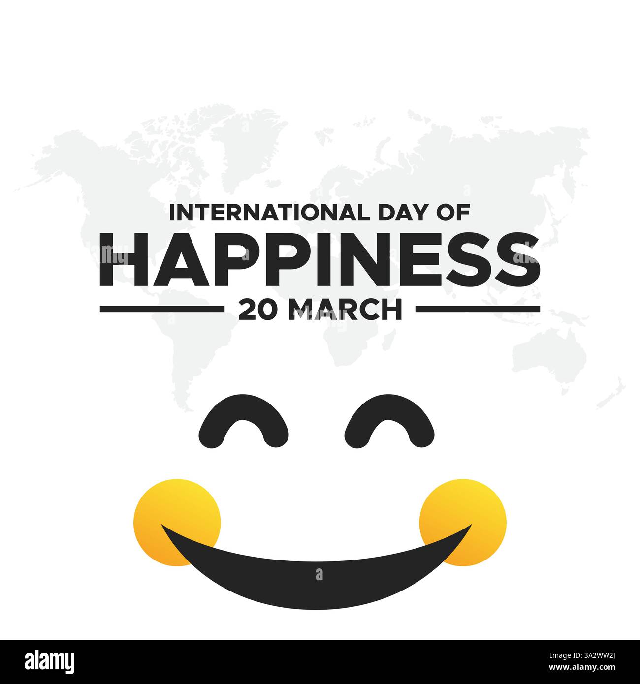Giornata Internazionale della felicità, celebrazione della giornata Mondiale della felicità illustrazione con espressione del volto sorridente giallo per banner Web Illustrazione Vettoriale Giornata Internazionale della felicità, celebrazione della giornata Mondiale della felicità illustrazione con espressione del volto sorridente giallo per banner Web Illustrazione Vettoriale