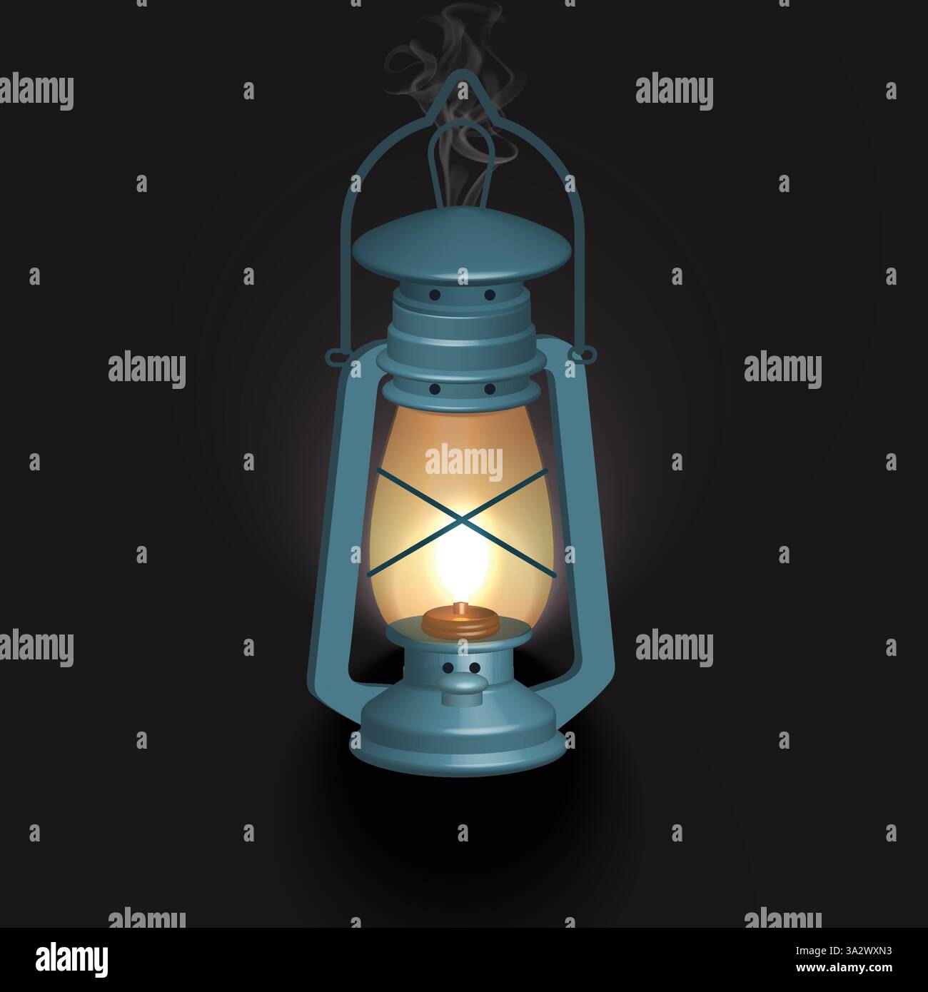 Lanterna d'epoca illuminata nel buio" Illustrazione Vettoriale