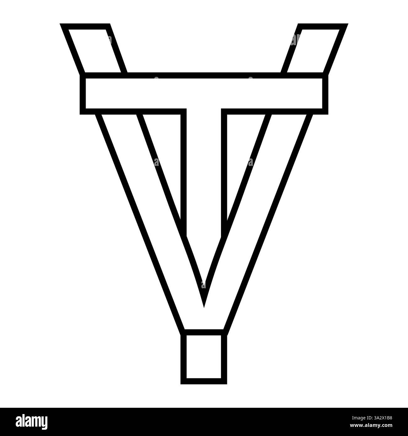 Simbolo logo icona vt tv lettere doppie logotipo t V Illustrazione Vettoriale