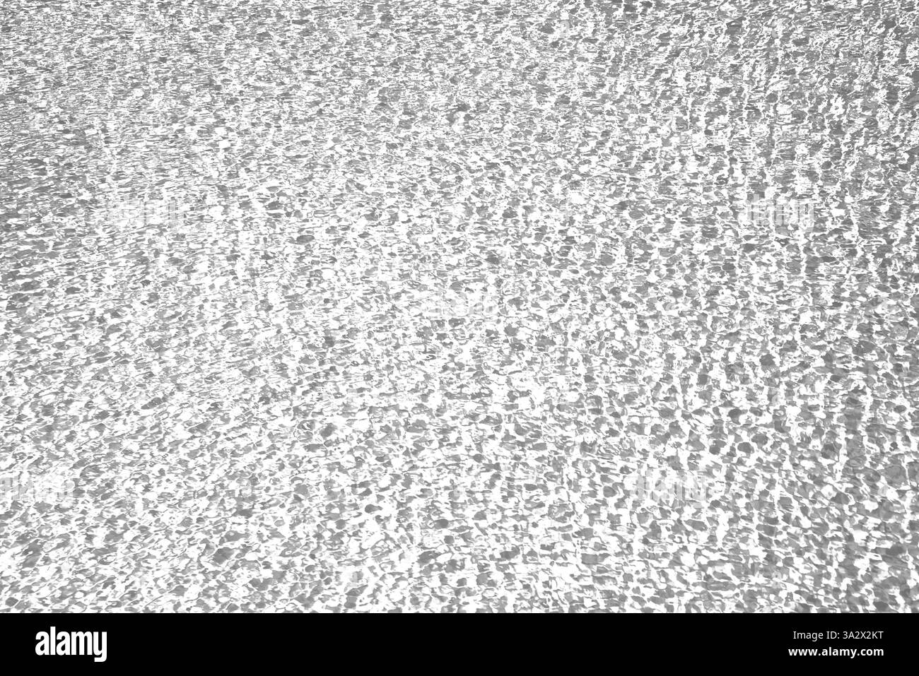 Consistenza di increspature d'acqua reali, sovrapposizione con motivi d'acqua della piscina estiva, isolata su sfondo bianco Foto Stock