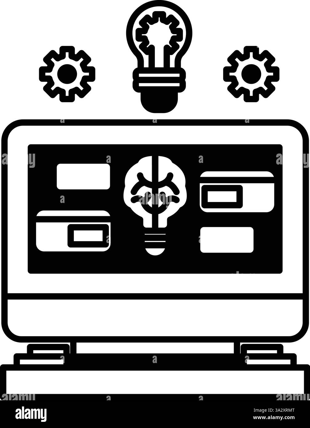 Monitor di un computer con una lampadina Illustrazione Vettoriale