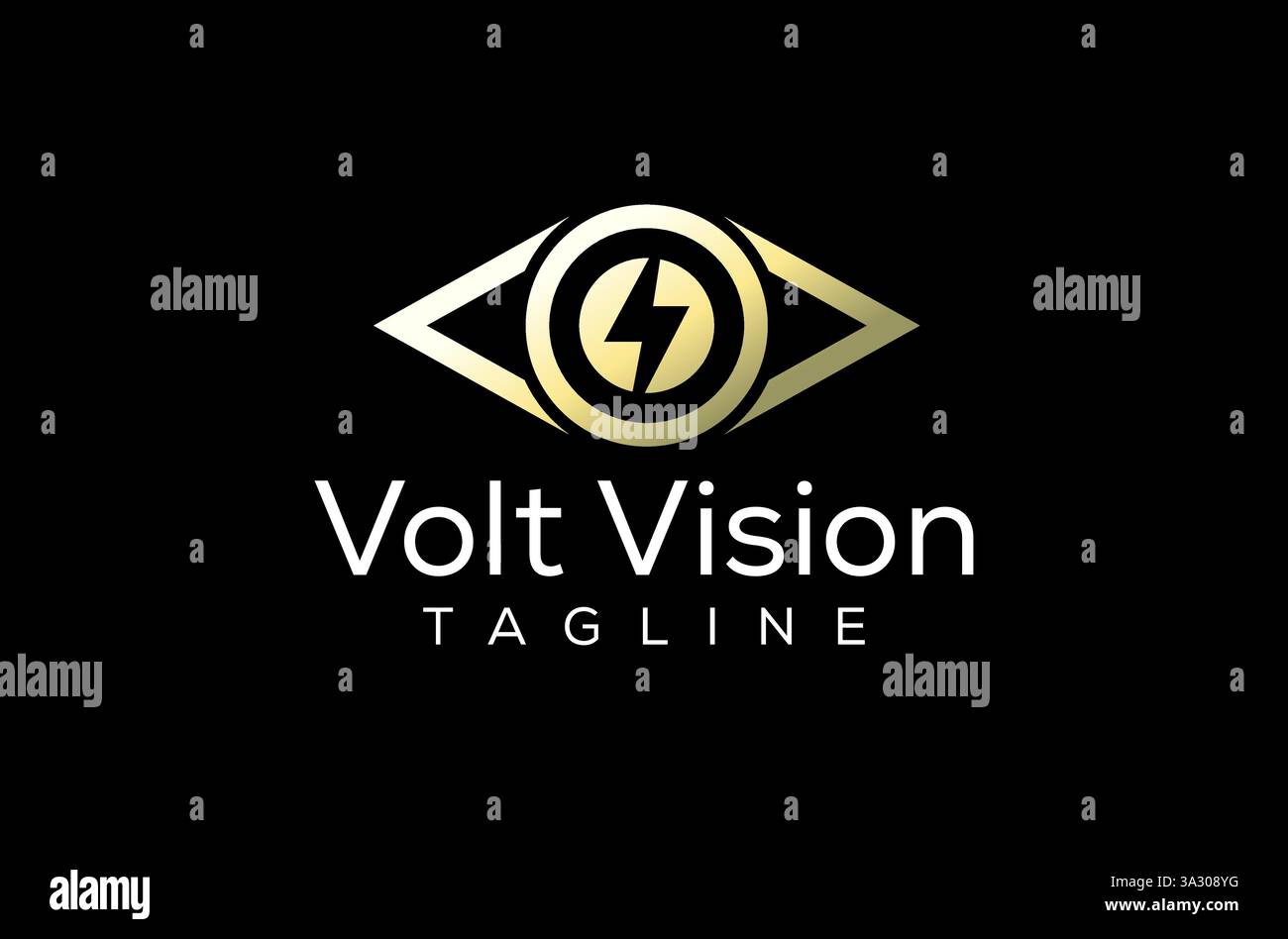 Logo Insight Energy, Design del logo Eye Vision Focus on Volt, Logo di monitoraggio dell'alimentazione, lettera V Volt Spark Flash dello scudo di sicurezza energetica Supervision Illustrazione Vettoriale