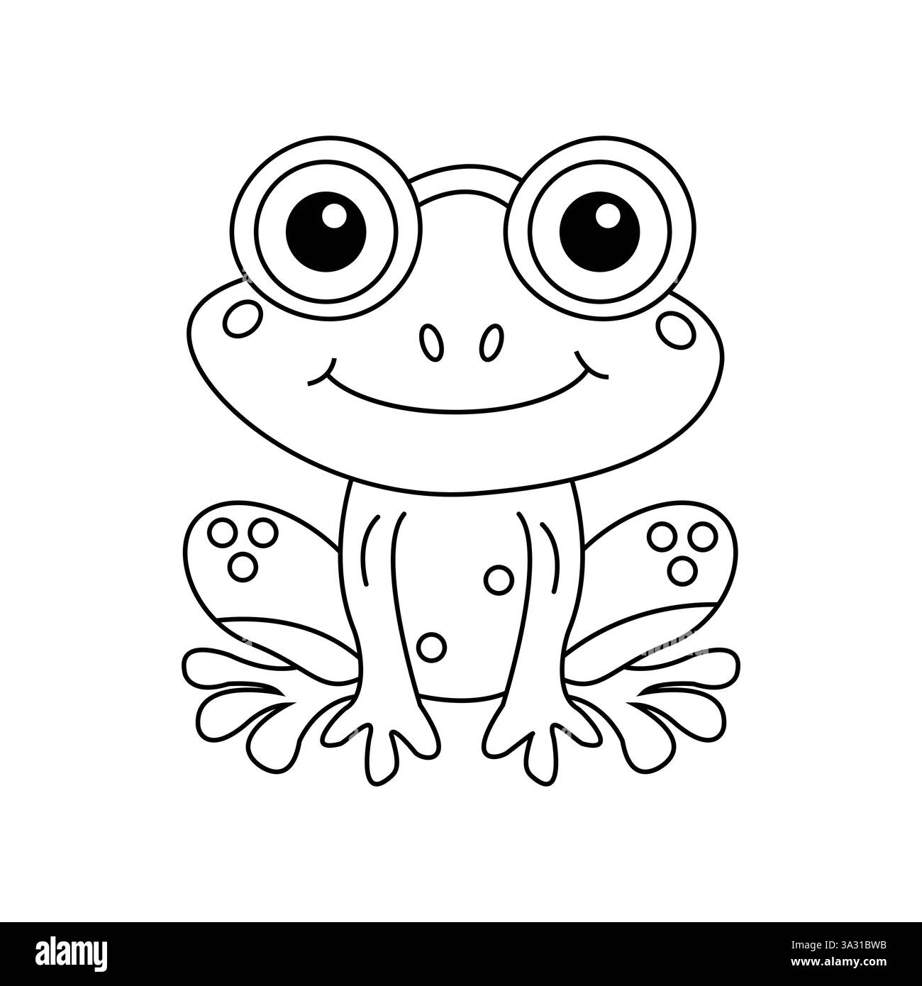Carino divertente Frog Outline Drawing Coloring Vector Illustration Illustrazione Vettoriale