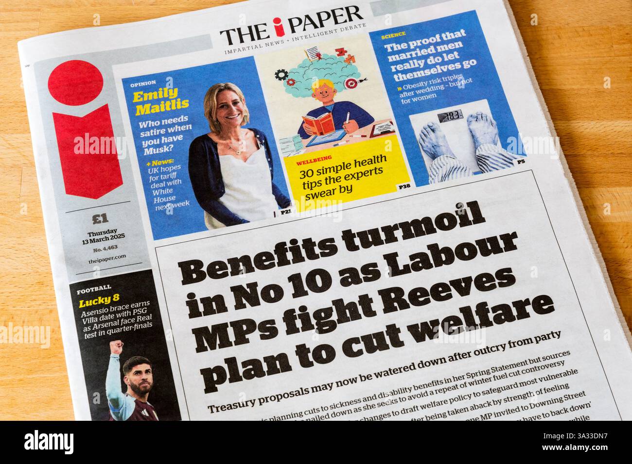 13 marzo 2025. Nell'i Paper si legge che i turbolenze dei benefici del n. 10 sono dovute al fatto che i deputati laburisti lottano contro il piano Reeves di ridurre il benessere sociale. Foto Stock
