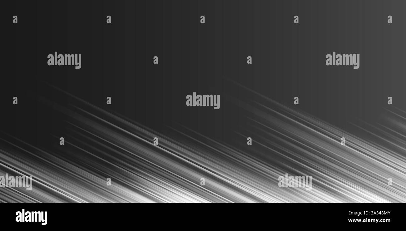 Tracce di luce sfocate e lucide in bianco e nero su sfondo scuro. Le tracce luminose creano un senso di movimento ed energia. Temp. Sfondo stile moderno Illustrazione Vettoriale
