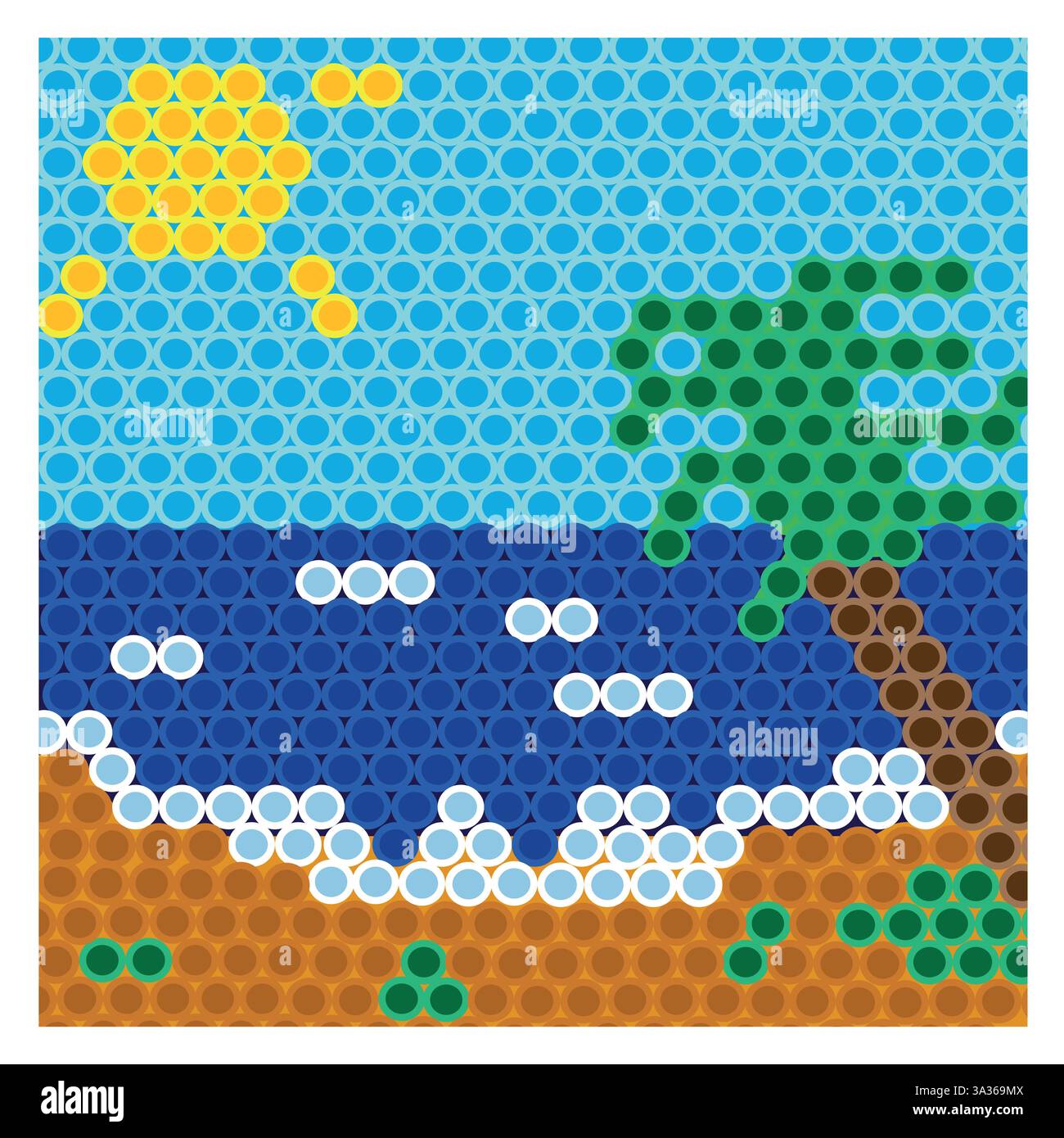 Il mosaico marino. Vacanze sulla costa. Illustrazione Vettoriale