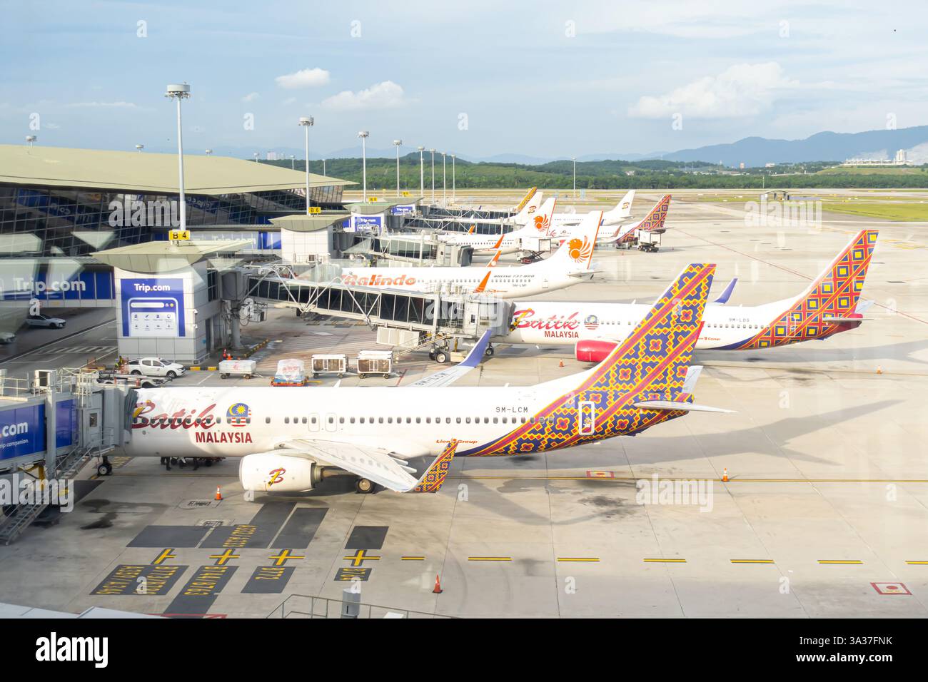Aerei Batik Air Malaysia all'Aeroporto Internazionale di Kuala Lumpur. Batik Air Malaysia, precedentemente nota come Malindo Air, filiale di Lion Air Foto Stock