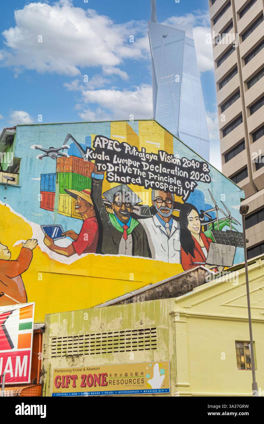 Kuala Lumpur murale di Edmund Low Yew Mun, Nestwo, in collaborazione con Unifi Mobile - Asia-Pacific Economic Cooperation (APEC) summit nel 2020 Foto Stock