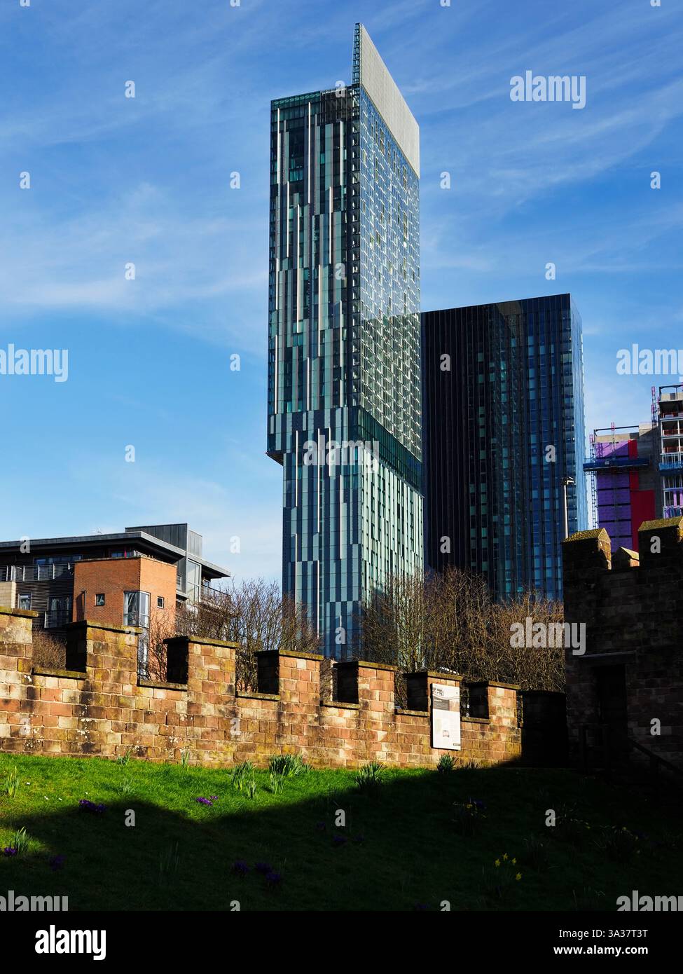 Beetham Tower dai Roman Gardens Manchester Greater Manchester, Inghilterra Foto Stock