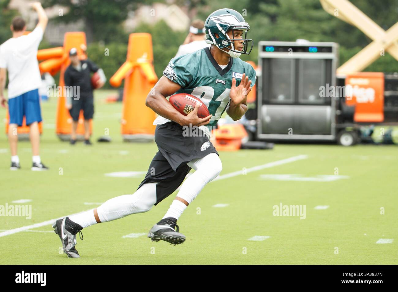 26 luglio 2014: Il wide receiver dei Philadelphia Eagles Jordan Matthews (81) in azione durante il Philadelphia Eagles Training Camp al NovaCare Complex di Philadelphia, Pennsylvania. (Immagine di credito: © Chris Szagola/Cal Sport Media/ZUMAPRESS.com) Foto Stock