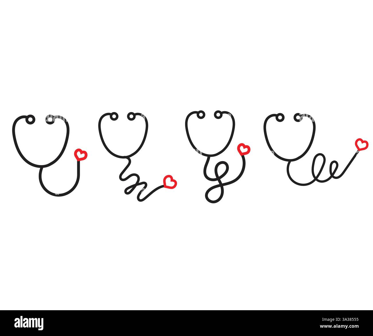 love stetoscopio logo, stetoscopio logo healthcare con forma di cuore e vettore di progettazione medica Illustrazione Vettoriale