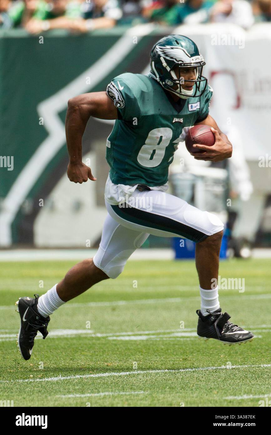 28 luglio 2014: Il wide receiver dei Philadelphia Eagles Jordan Matthews (81) in azione durante il Philadelphia Eagles Training Camp al Lincoln Financial Field di Philadelphia, Pennsylvania. (Immagine di credito: © Chris Szagola/Cal Sport Media/ZUMAPRESS.com) Foto Stock