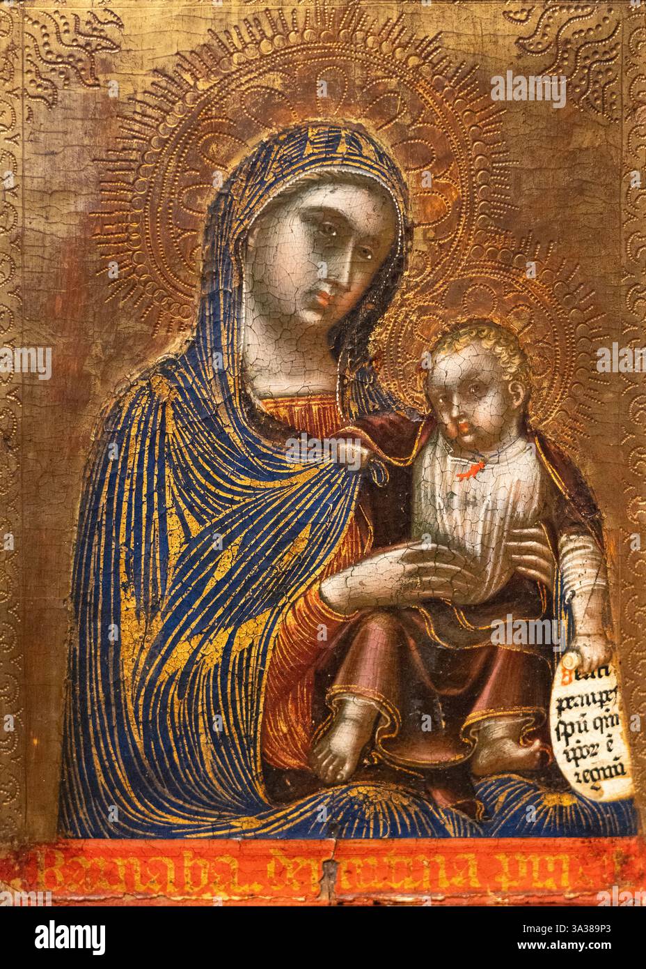Barnaba da Modena dipinto "Vergine con bambino" c.1365-70. Dipinti rinascimentali italiani del XIV secolo, anni '1300, tempura all'uovo e foglia d'oro su legno Foto Stock