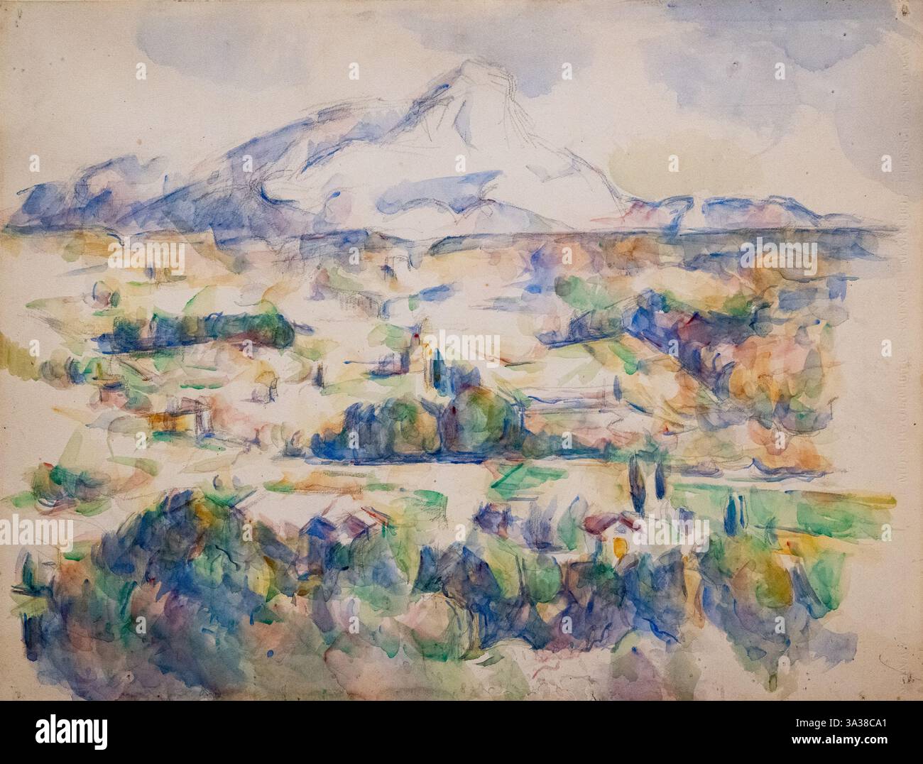 Pittura di Paul Cezanne, Cezanne Mont Sainte Victoire, 1902-6. Cezanne, pittura paesaggistica. Dipinti ad acquerello post-impressionisti francesi, Foto Stock